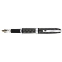 Stilou Diplomat Excellence A plus, cu penita M, aurita 14kt. - Wave Guilloche Lapis Black