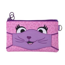 Penar Penar dublu cu fermoar si masca material textil, ZIPIT Face-It Creature - roz