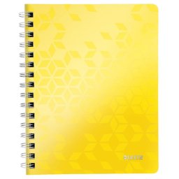 Caiet de birou LEITZ WOW, PP, A5, 80 coli, cu spira, matematica, galben