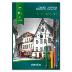 Bloc desen A3, 20 file - 250g/mp, AURORA Steinbach - carton alb