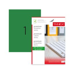 Accesorii birotica Etichete color autoadezive, 1/A4, 210 x 297mm, 25 coli/top, TANEX - verde fluorescent