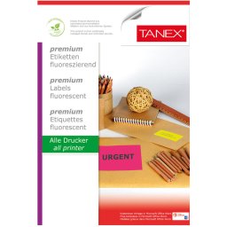 Accesorii birotica Etichete color autoadezive, 24/A4, 64 x 34mm, 25 coli/top, TANEX - rosu fluorescent