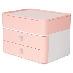 Accesorii birotica Suport cu 2 sertare + cutie ustensile HAN Allison Smart Box Plus - roz flamingo