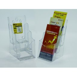 Accesorii birotica Display plastic pentru brosuri, de birou/perete, 3 x 1/3A4, KEJEA - transparent