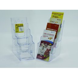 Accesorii birotica Display plastic pentru brosuri, de birou/perete, 4 x 1/3A4, KEJEA - transparent