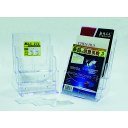 Accesorii birotica Display plastic pentru brosuri, de birou/perete, 3 x A4-portrait, KEJEA - transparent