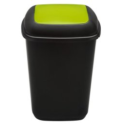 Cos plastic reciclare selectiva, capacitate 28l, PLAFOR Quatro - negru cu capac verde - sticla