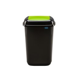 Cos plastic reciclare selectiva, capacitate 45l, PLAFOR Quatro - negru cu capac verde - sticla
