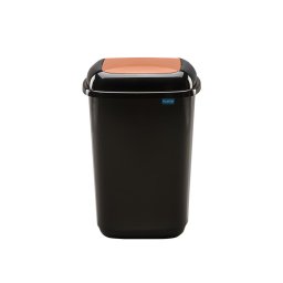 Cos plastic reciclare selectiva, capacitate 45l, PLAFOR Quatro - negru cu capac maro - bio