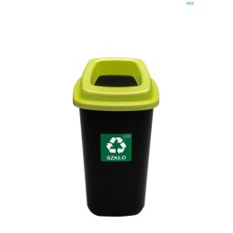 Cos plastic reciclare selectiva, capacitate 28l, PLAFOR Sort - negru cu capac verde - sticla