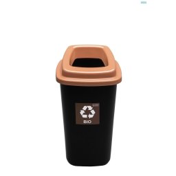 Cos plastic reciclare selectiva, capacitate 28l, PLAFOR Sort - negru cu capac maro - bio