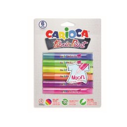 Articole pentru scoala Vopsea pentru textile, rezistanta la spalare, 6 culori/blister, CARIOCA Fabric Paint - Neon