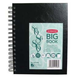 Articole pentru scoala Caiet pentru schite si desen DERWENT Professional, A5, cu spira, 86 coli, 110 g, hartie alba, negru-