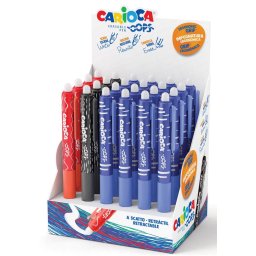 Stilouri Display CARIOCA Oops, cu pixuri erasables, retractabile, 0.7mm, 24 buc/display - culori asortate