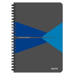 Caiet de birou LEITZ Office, carton laminat, coperta flexibila, A5, 90 coli, cu spira, dict, albastr