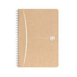 Caiet cu spirala A5, OXFORD Touareg, 90 file-90g/mp, coperta carton reciclat, kraft/dungi ass - dict