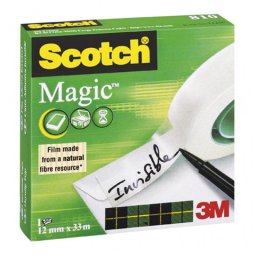 Accesorii birotica Banda adeziva transparent mata, invizibila la copiere, se rupe usor, 12mm x 33m, 3M - SCOTCH Magic