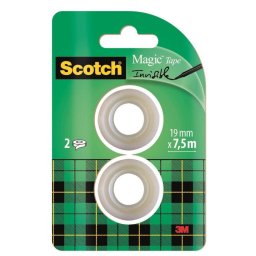 Accesorii birotica Banda adeziva transparent mata, invizibila la copiere, 19mm x 7.5m, 2 buc/blister, 3M - SCOTCH Magic