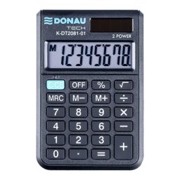 Calculator de birou Calculator de buzunar, 8 digits, 88 x 59 x 10 mm, capac din plastic, Donau Tech DT2081 - negru