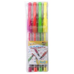 Pixuri cu gel, 4 culori/set, GIMBOO - culori fluorescente asortate