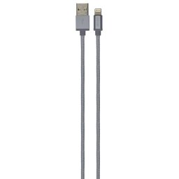 Cablu date GRIXX Optimum - 8-pin to USB Apple MFI License, impletit, lungime 1m - gri