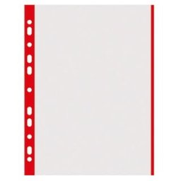Folie protectie transparenta, cu margine color, 40 microni, 100 folii/set, DONAU - margine rosie