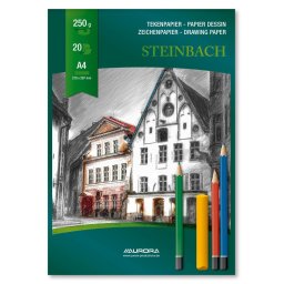 Bloc desen A4, 20 file - 250g/mp, AURORA Steinbach - carton alb