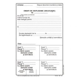 Ordin deplasare MODEL VECHI A5, 100 coli/carnet - vertical