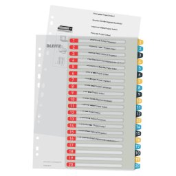 Accesorii birotica Index LEITZ Cosy, imprimabil, PP, A4, 1-20, multicolor