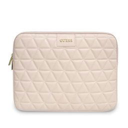 Husa Geanta de umar Guess pentru Laptop de 13 inch, Matlasata, Piele ecologica, Roz