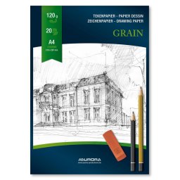 Articole pentru scoala Bloc desen A4, 20 file - 120g/mp, AURORA Grain- hartie alba