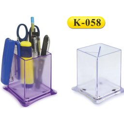 Accesorii birotica Suport plastic pentru instrumente de scris, paralelipipedic, 71 x 100mm, KEJEA - transparent mat