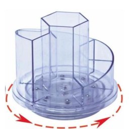 Accesorii birotica Suport plastic pentru accesorii de birou, rotativ, 7 compartimente, KEJEA - transparent