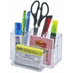 Accesorii birotica Suport plastic pentru accesorii de birou, 6 compartimente, 105 x 85mm, KEJEA - transparent