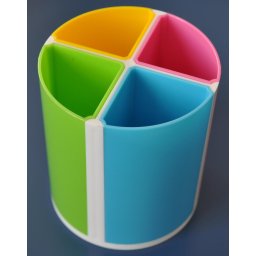 Accesorii birotica Suport plastic pentru instrumente de scris, cilindric, 4 compartimente , KEJEA - culori asortate