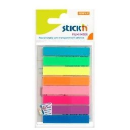 Stick index plastic transparent color 45 x 8 mm, 8 x 20 file/set, Stick"n - 8 culori neon