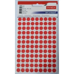 Accesorii birotica Etichete autoadezive color, D10 mm, 540 buc/set, TANEX - rosu