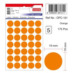 Accesorii birotica Etichete autoadezive color, D16 mm, 240 buc/set, TANEX - orange