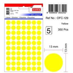 Accesorii birotica Etichete autoadezive color, D16 mm, 240 buc/set, TANEX - galben
