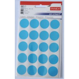 Accesorii birotica Etichete autoadezive color, D25 mm, 100 buc/set, TANEX - albastru
