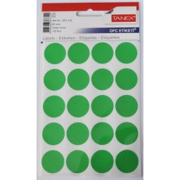 Accesorii birotica Etichete autoadezive color, D25 mm, 100 buc/set, TANEX - verde