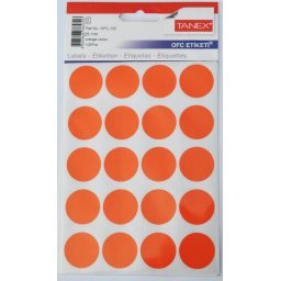 Accesorii birotica Etichete autoadezive color, D25 mm, 100 buc/set, TANEX - orange
