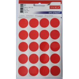 Accesorii birotica Etichete autoadezive color, D25 mm, 100 buc/set, TANEX - rosu