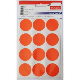 Accesorii birotica Etichete autoadezive color, D32 mm, 60 buc/set, TANEX - orange