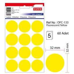 Accesorii birotica Etichete autoadezive color, D32 mm, 60 buc/set, TANEX - galben