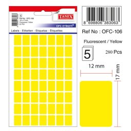 Accesorii birotica Etichete autoadezive color, 12 x 17 mm, 280 buc/set, TANEX - galben fluorescent