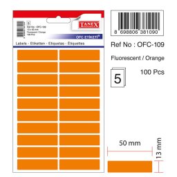Accesorii birotica Etichete autoadezive color, 13 x 50 mm, 100 buc/set, TANEX - orange fluorescent