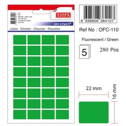 Accesorii birotica Etichete autoadezive color, 16 x 22 mm, 160 buc/set, TANEX - verde fluorescent