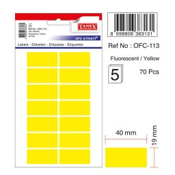 Accesorii birotica Etichete autoadezive color, 19 x 40 mm, 70 buc/set, TANEX - galben fluorescent
