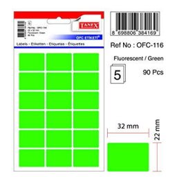 Accesorii birotica Etichete autoadezive color, 22 x 32 mm, 90 buc/set, TANEX - verde fluorescent